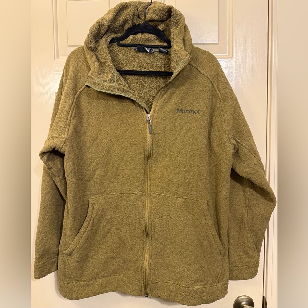 Marmot Khaki Green Fleece Hoodie